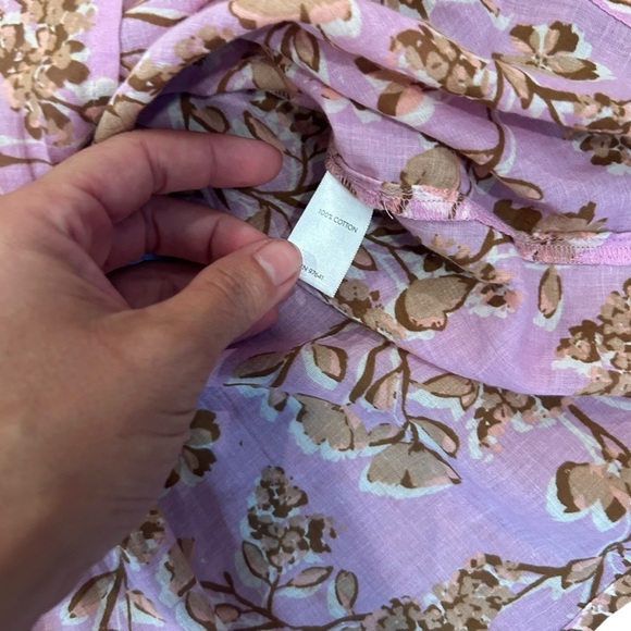 J Jill pink floral Pintuck lightweight button up top size XL petite XLP boho - Picture 8 of 10